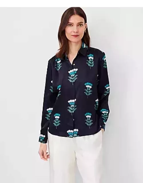 Ann Taylor Studio Collection Floral Silk Shirt