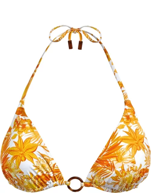 Women Triangle Bikini Top Tahiti Flowers - Swimming Trunk - Flox - Yellow