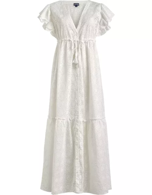 Women Long Cotton Dress Broderies Anglaises - Dress - Bilitis - White