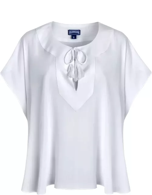 Women Viscose Top Solid - Shirt - Fritz - White