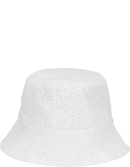 Unisex Cotton Bucket Hat Broderies Anglaises - Hat - Betty - White