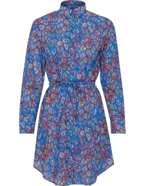 Women Cotton Voile Shirt Dress Carapaces Multicolores - Shirt Dress - Florence - Blue