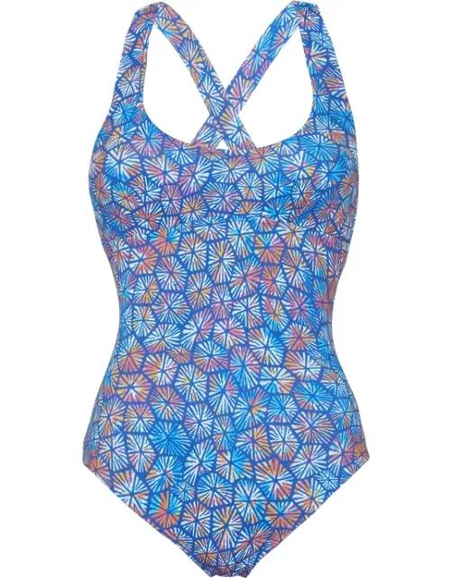 Women Crossed Back Straps One-piece Swimsuit Carapaces Multicolores - Swimming Trunk - Lya - Blue