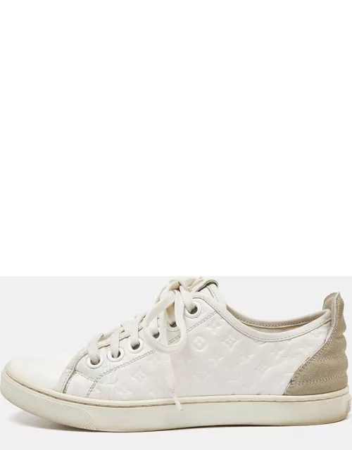 Louis Vuitton White Monogram Leather and Suede Low Top Sneaker