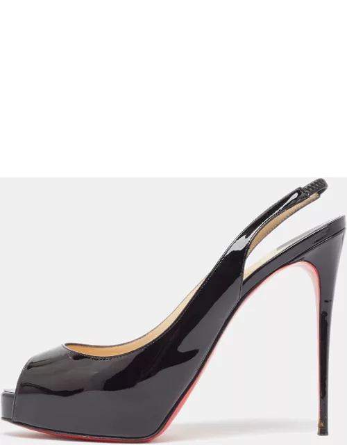 Christian Louboutin Black Patent Leather Private Number Sandal