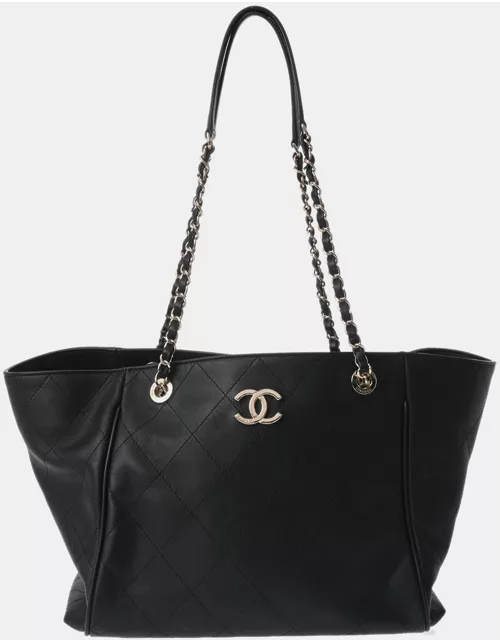 Chanel Black Leather CC Tote Bag