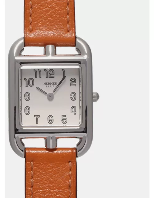 Hermes White Stainless Steel Cape Quartz Women's Wristwatch 23 m