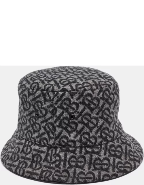 Burberry Grey Monogram Wool Bucket Hat