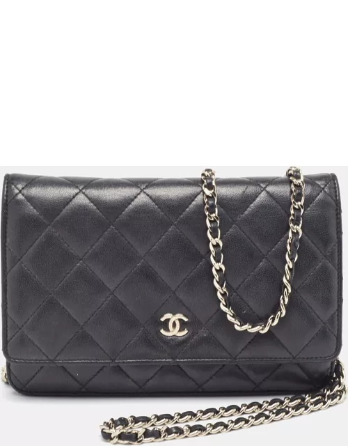 Chanel Black Quilted Leather CC Wallet on Chain