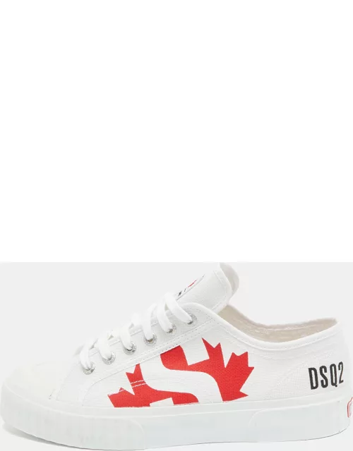 Dsquared White Canvas Printed Low Top Sneaker