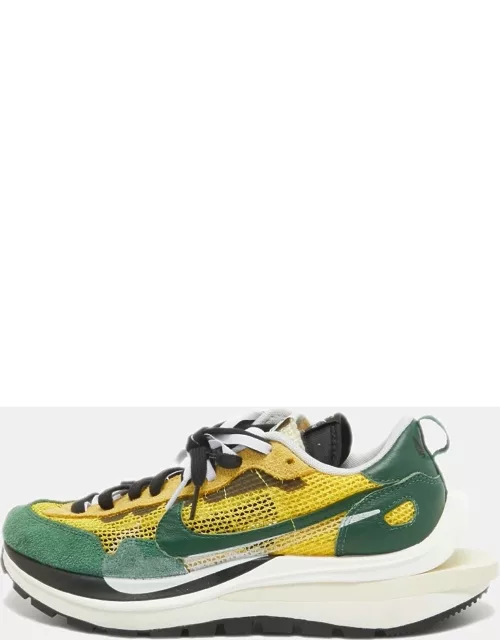 Nike x Sacai Green/Yellow Mesh and Suede Vaporwaffle Sneaker