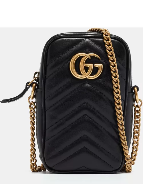 Gucci Black Matelassé Leather Mini GG Marmont Bag