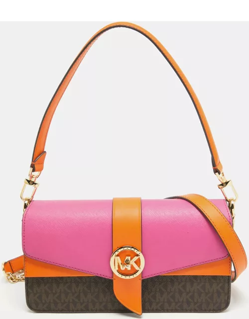 Michael Kors Multicolor Signature Coated Canvas and Leather Medium Greenwich Shoulder Bag