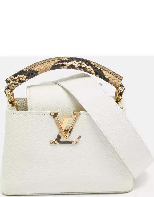Louis Vuitton White/Beige Taurillon Leather and Python Mini Capucines Bag