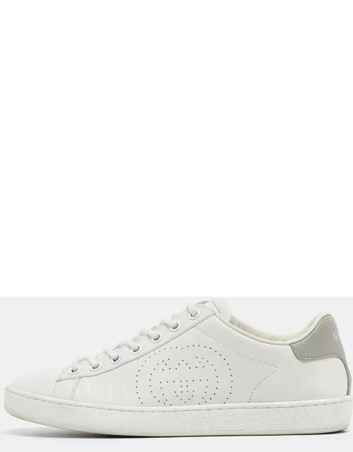 Gucci White Perforated Interlocking G Leather Ace Sneaker