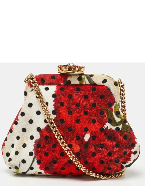 Dolce & Gabbana Multicolor Fabric Embellished Chain Coin Purse