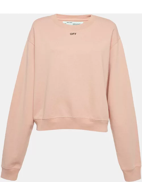 Off-White Pink Logo Print Cotton Knit Sweatshirt