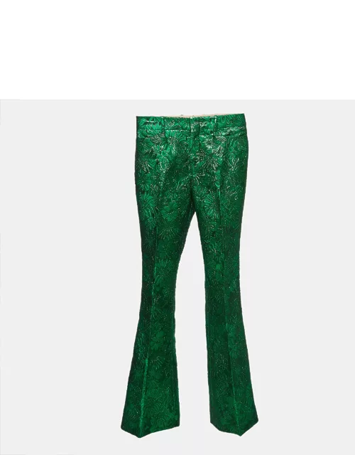 Gucci Green Floral Jacquard Flared Trousers