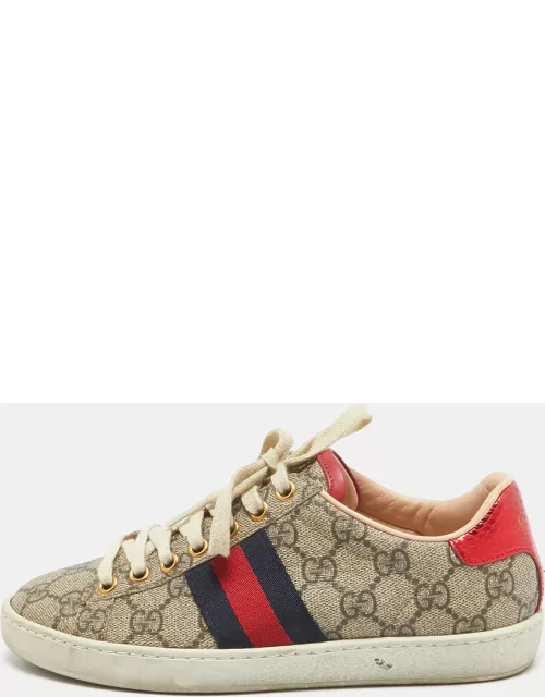 Gucci Beige/Brown GG Supreme Canvas Ace Sneaker