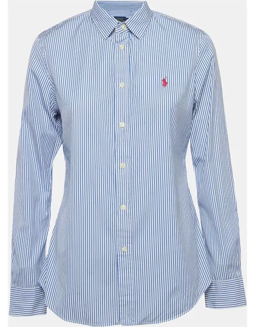 Polo Ralph Lauren Blue Pinstripe Cotton Custom Fit Shirt