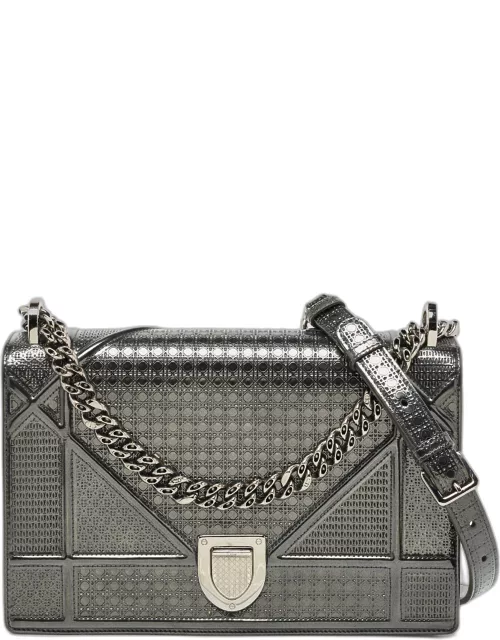 Dior Grey Patent Leather Medium Diorama Shoulder Bag