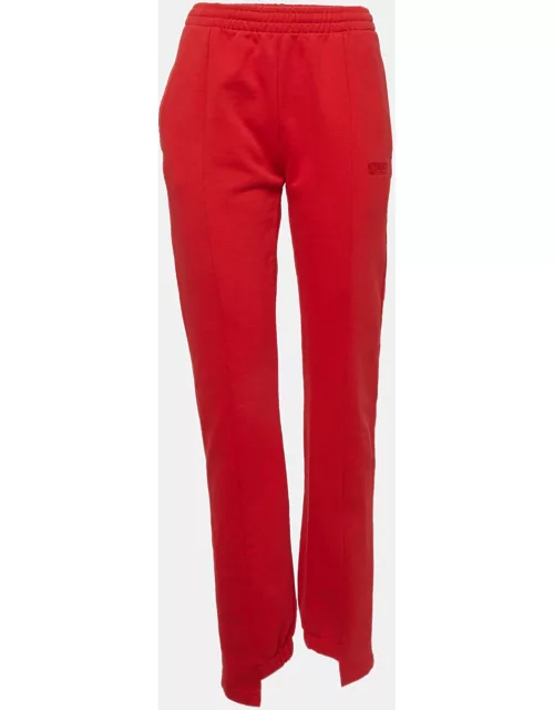 Vetements Limited Edition Red Embroidered Cotton Knit Trackpants