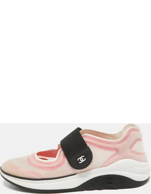 Chanel Pink/White Mesh CC Low Top Sneaker