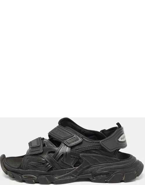 Balenciaga Black Rubber and Faux Leather Track Sandal