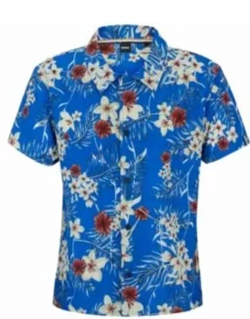 Regular-fit shirt with seasonal print- Blue Men's Beach Top