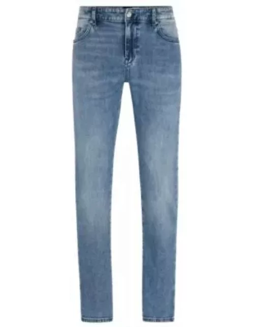 Slim-fit jeans in blue cashmere-touch denim- Turquoise Men's Jean
