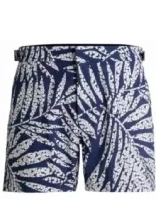 Fully lined swim shorts in quick-drying printed fabric- Dark Blue Men's Swim Short