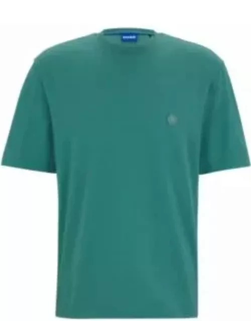 Cotton-jersey T-shirt with smiley-face logo- Green Men's T-Shirt