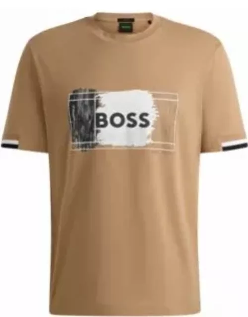 Cotton-jersey T-shirt with signature artwork- Beige Men's T-Shirt