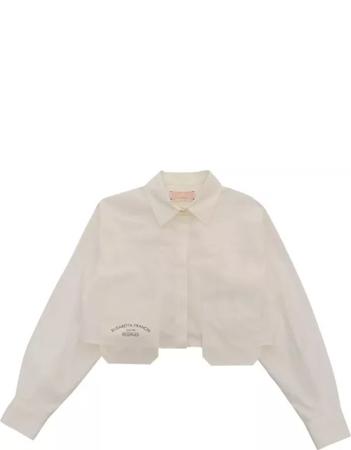 Elisabetta Franchi La Mia Bambina White Cropped Shirt