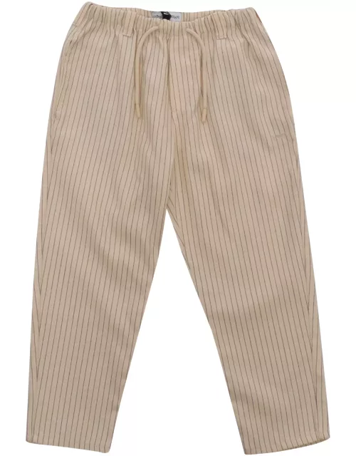 Emporio Armani Beige Trousers With Striped Pattern