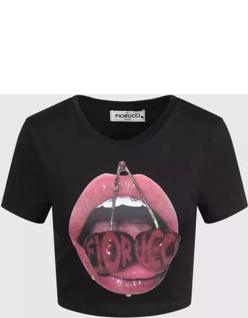 Fiorucci Cropped T-shirt With Cherry Graphic