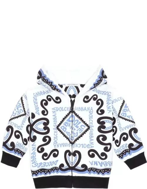 Dolce & Gabbana Marina Print Jersey Zip-up Hoodie