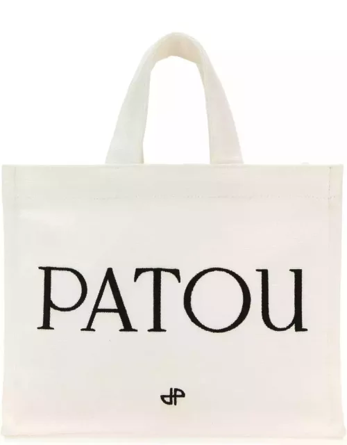 White Canvas Small Tote Patou Shopping Bag