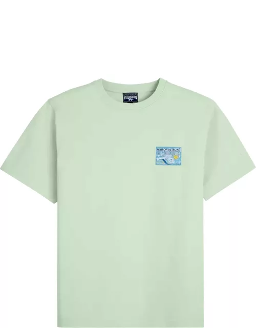 Unisex Cotton T-shirt Wave - Vilebrequin X Maison Kitsuné - Tee Shirt - P407 - Blue