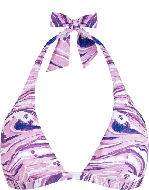 Women Halter Bikini Top Wave - Vilebrequin X Maison Kitsuné - Swimming Trunk - Fleche - Purple