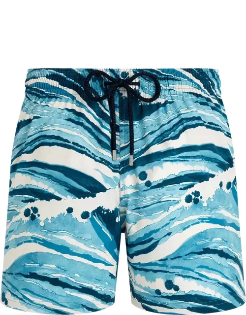 Men Stretch Swim Trunks Wave - Vilebrequin X Maison Kitsuné - Swimming Trunk - Moorise - Blue