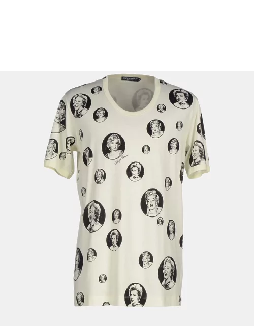 Dolce & Gabbana Ivory Marilyn Monroe Print Cotton T-Shirt M (IT 48)