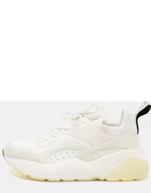 Stella McCartney White Faux Leather and Suede Eclypse Sneaker