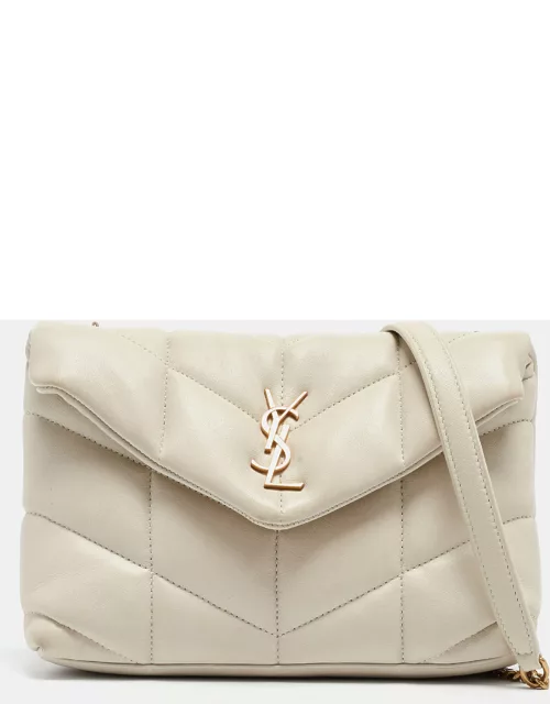 Saint Laurent White Quilted Leather Mini Puffer Toy Flap Bag