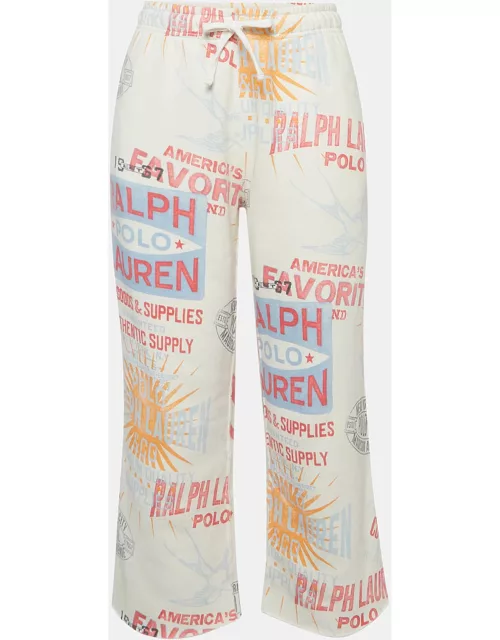 Polo Ralph Lauren White Graphic Print Fleece Athletic Trousers