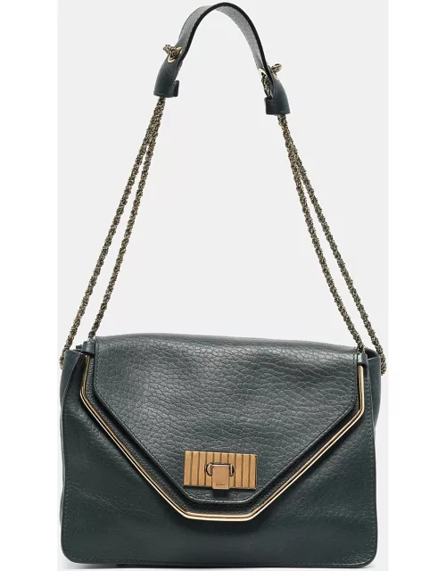 Chloe Green Leather Medium Sally Shoulder Bag
