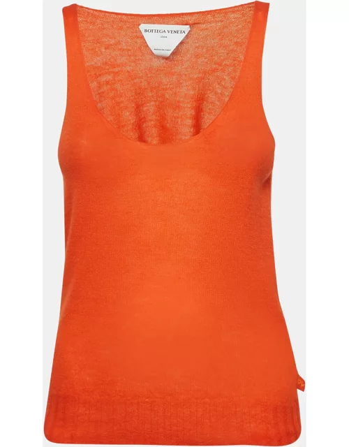 Bottega Veneta Orange Superfine Cashmere Knit Sleeveless Top