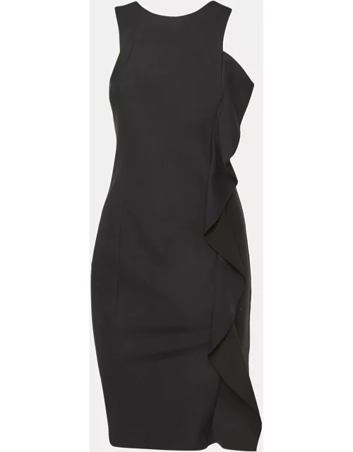 Emporio Armani Black Jersey Ruffled Short Dress