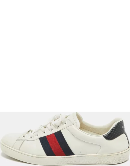Gucci White Leather Web Ace Sneaker