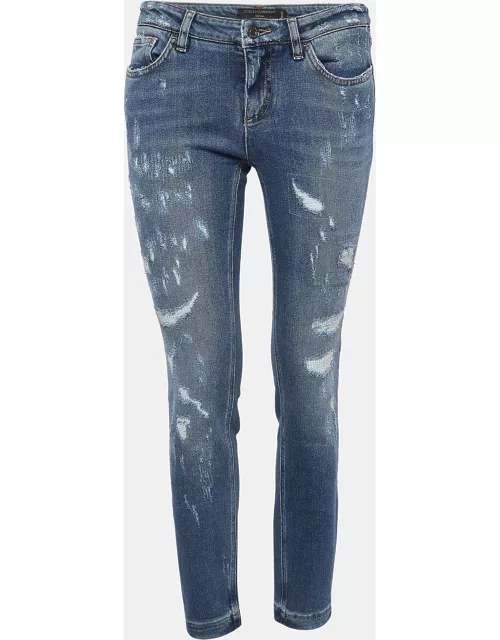 Dolce & Gabbana Blue Distressed Denim Pretty Jeans S Waist